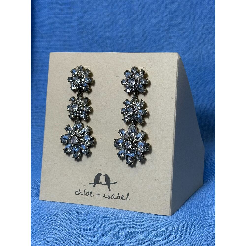 CHLOE + ISABEL crystal floral drop earrings - E266 - Picture 4 of 4
